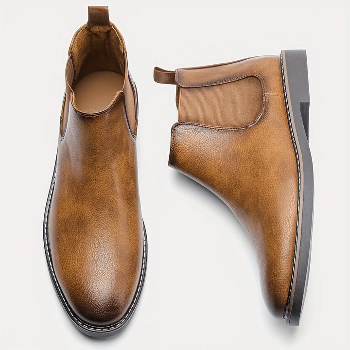 Nigel | Men's Brown Chelsea Boots Slip On Pull Tab