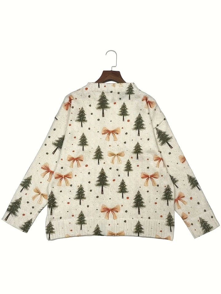 Nina | Women's Tree Print Christmas Cardigan Sweater