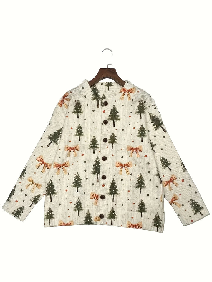 Nina | Women's Tree Print Christmas Cardigan Sweater