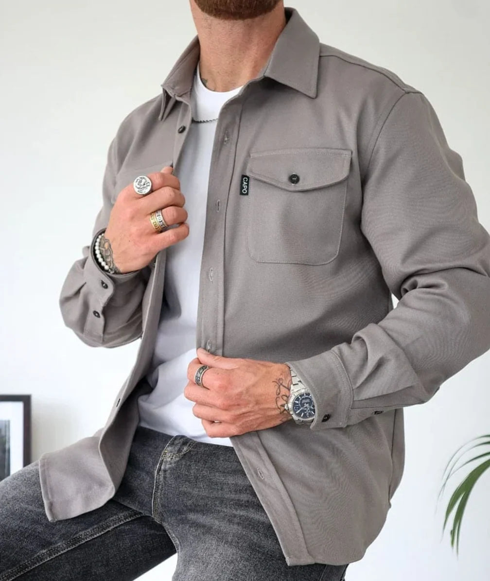 Nolan | Men's Shirt Jacket Button Front Chest Pockets