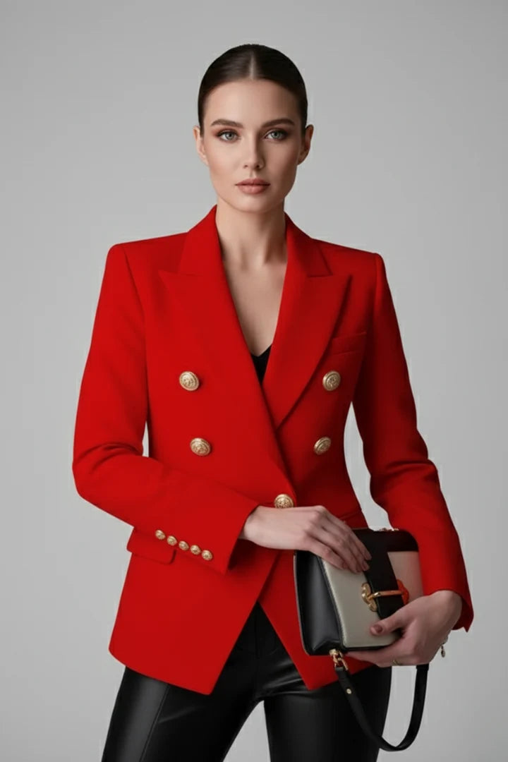 Olive | Women's Double Breasted Jacket Gold Button Blazer
