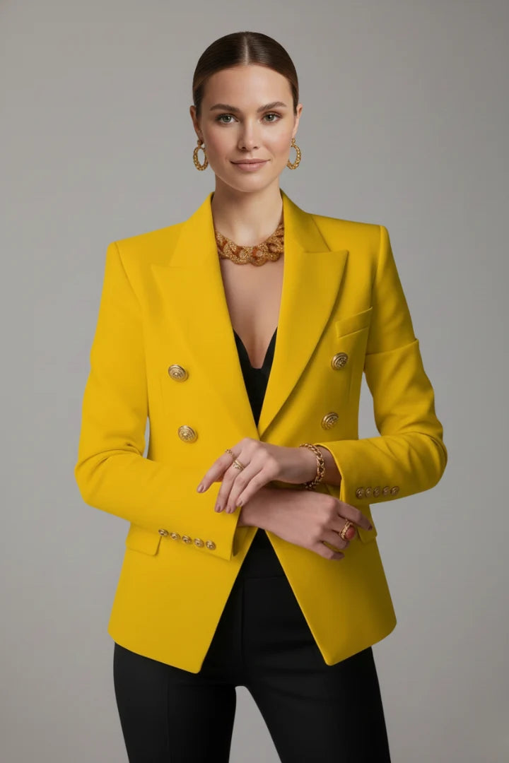 Olive | Women's Double Breasted Jacket Gold Button Blazer