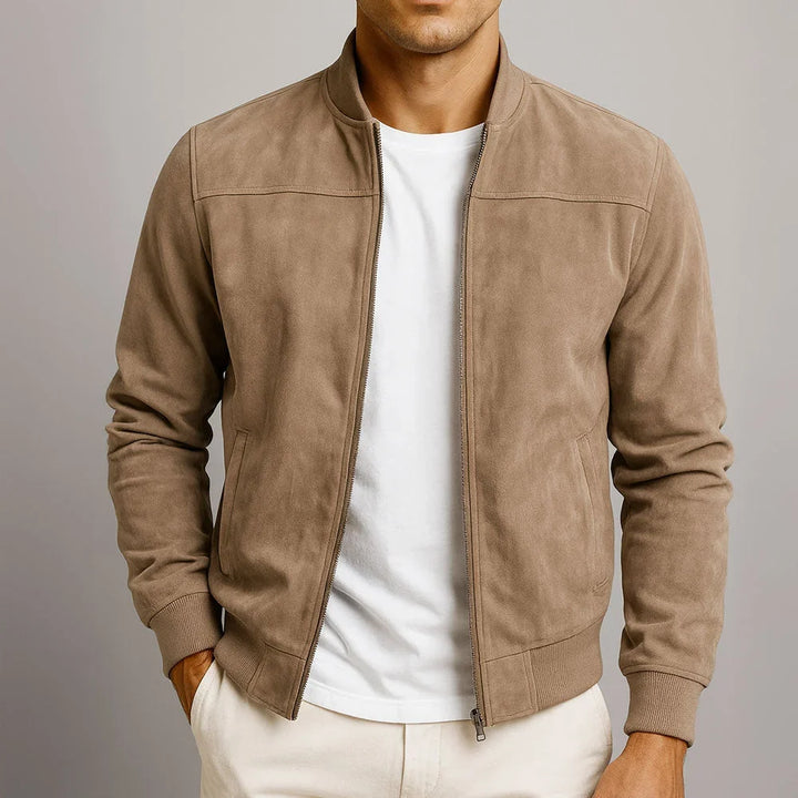 Omar | Men's Ribbed Trim Suede Effect Bomber Jacket