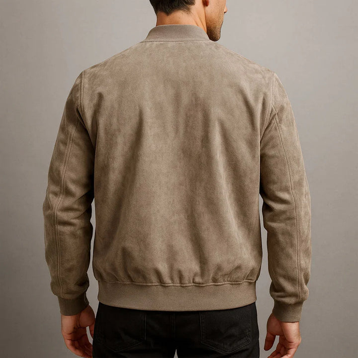Omar | Men's Ribbed Trim Suede Effect Bomber Jacket