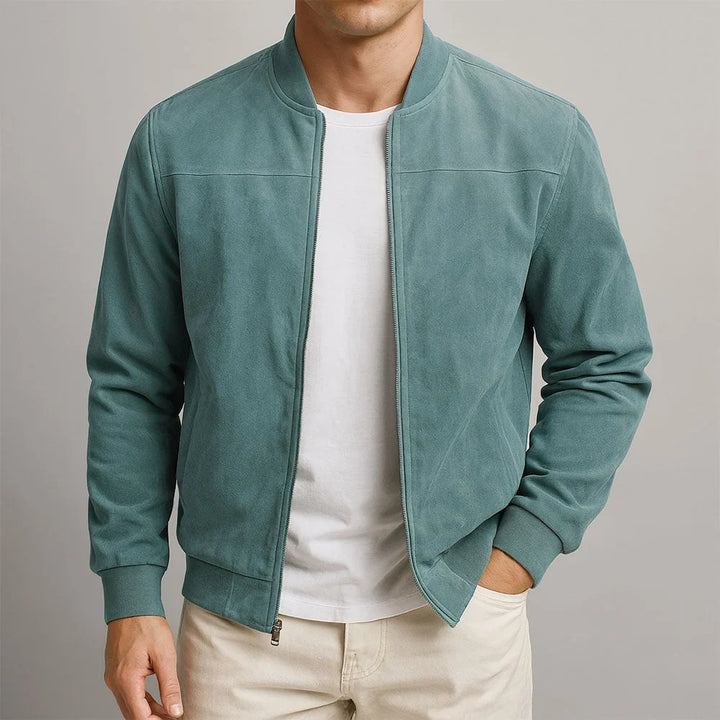 Omar | Men's Ribbed Trim Suede Effect Bomber Jacket