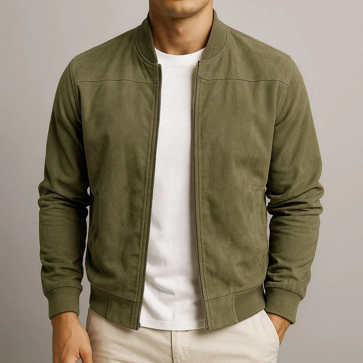 Omar | Men's Ribbed Trim Suede Effect Bomber Jacket