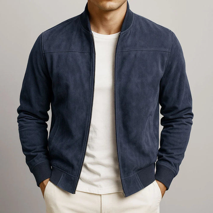 Omar | Men's Ribbed Trim Suede Effect Bomber Jacket