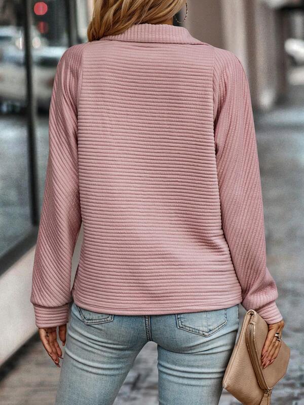 Phoebe | Women's Quarter Zip Sweater Ribbed Sweatshirt