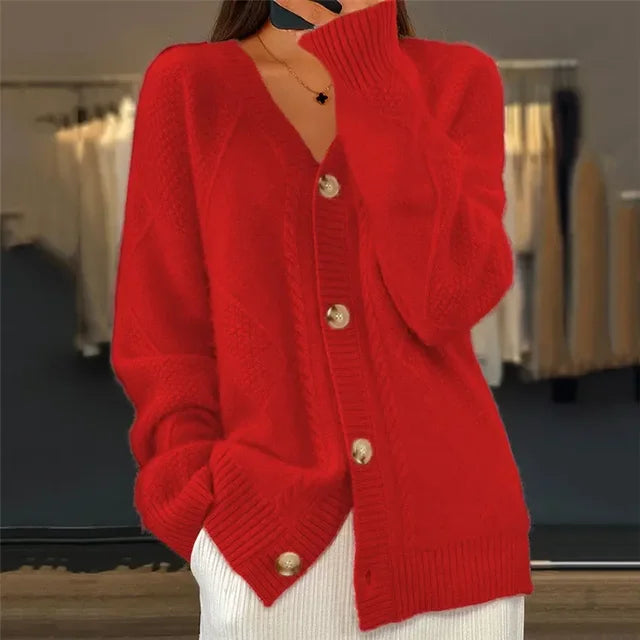 Rosa | Women's V Neck Cardigan Cable Knit Cardigan Sweater