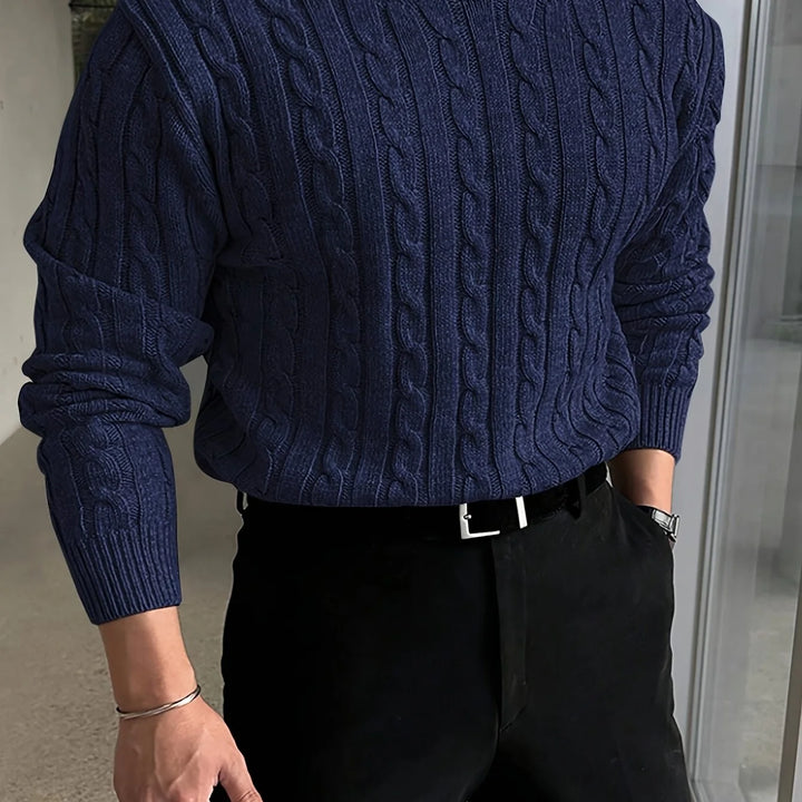 Ross | Men's Cable Knit Sweater Crew Neck Pullover