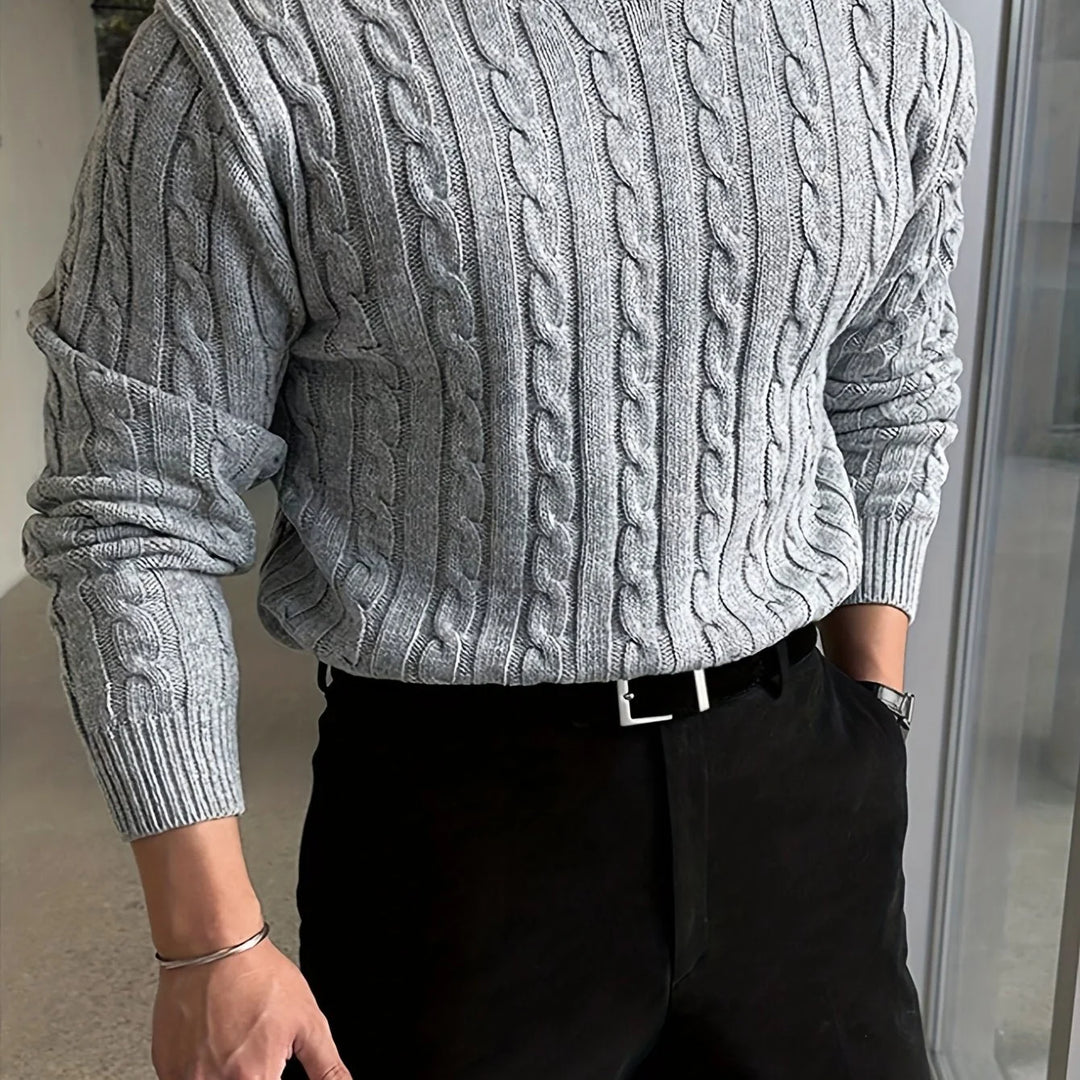 Ross | Men's Cable Knit Sweater Crew Neck Pullover
