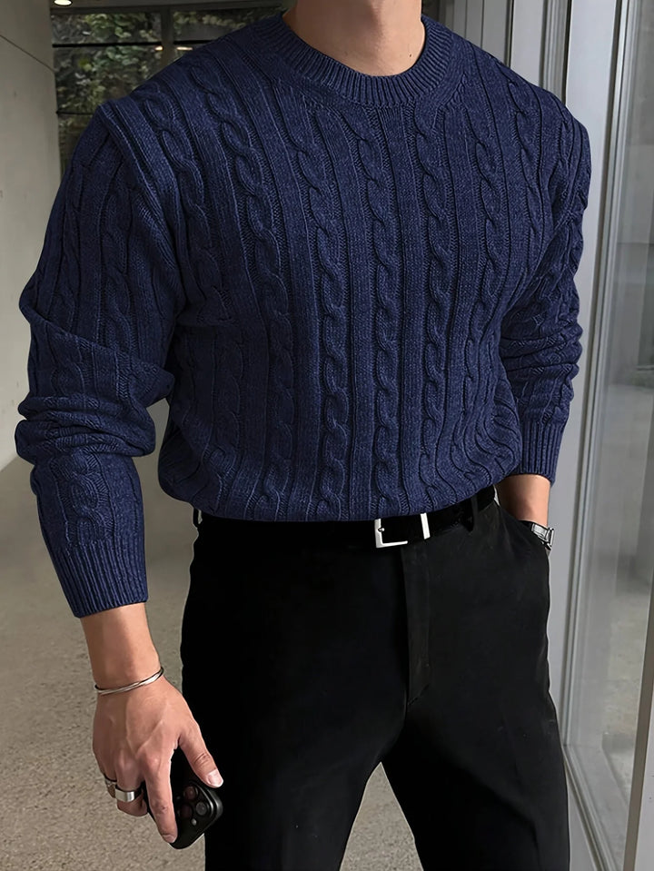 Ross | Men's Cable Knit Sweater Crew Neck Pullover
