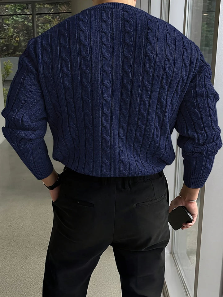 Ross | Men's Cable Knit Sweater Crew Neck Pullover