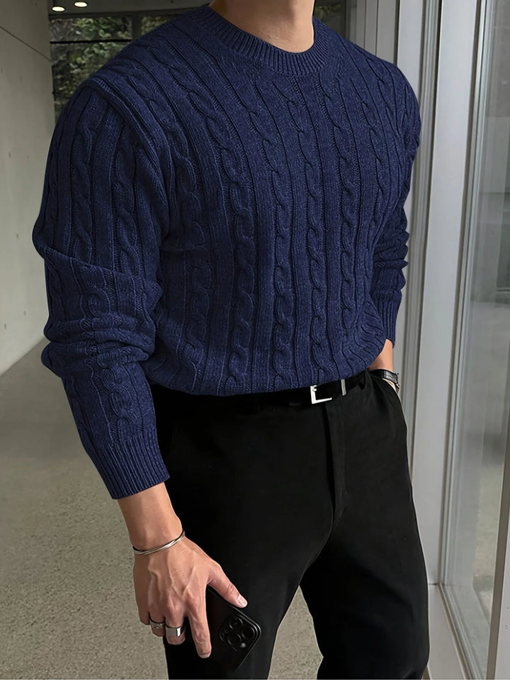Ross | Men's Cable Knit Sweater Crew Neck Pullover