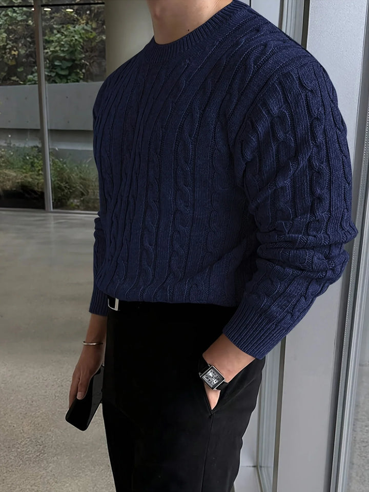 Ross | Men's Cable Knit Sweater Crew Neck Pullover