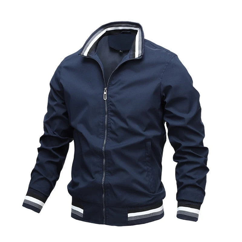 Ryan | Men's Lightweight Jacket Striped Trim Bomber Jacket