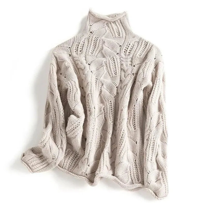 Sheila | Women's Cable Knit Turtleneck Sweater