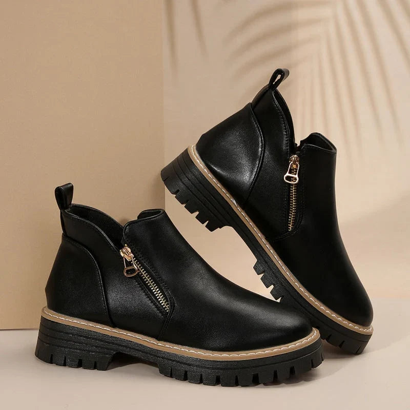 Tessa | Women's Black Ankle Boots Chunky Platform Boots