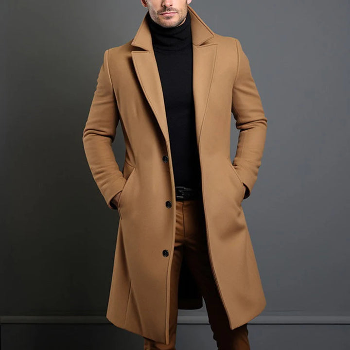 Toby | Men's Long Coat Single Breasted Notch Lapel