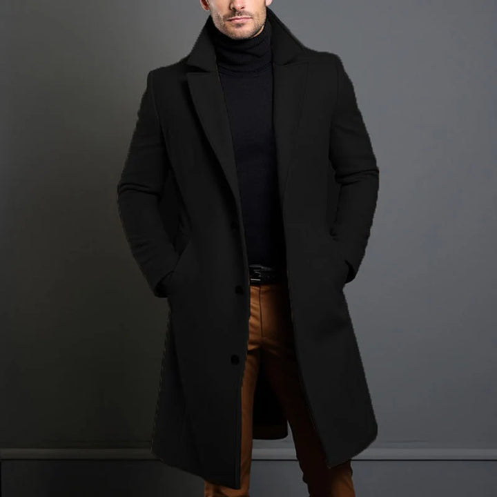 Toby | Men's Long Coat Single Breasted Notch Lapel