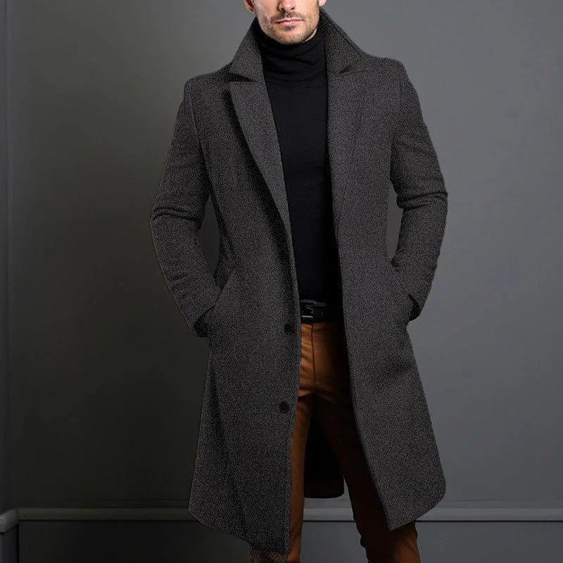 Toby | Men's Long Coat Single Breasted Notch Lapel