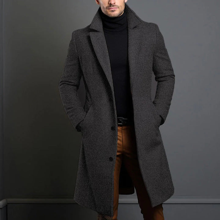 Toby | Men's Long Coat Single Breasted Notch Lapel