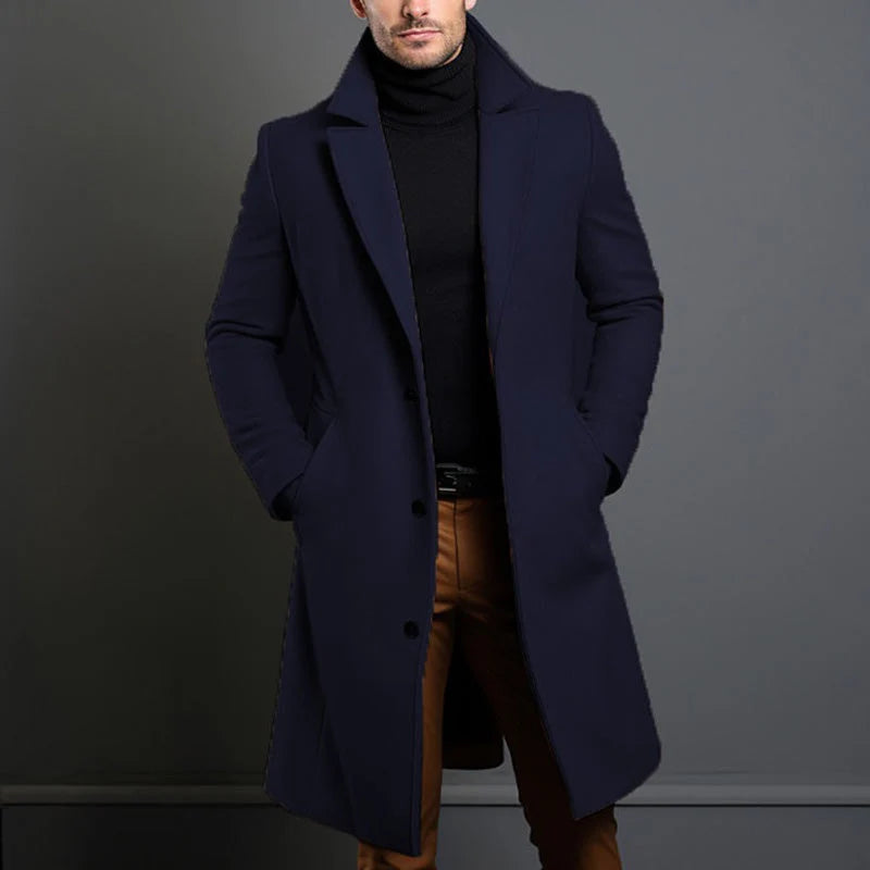 Toby | Men's Long Coat Single Breasted Notch Lapel