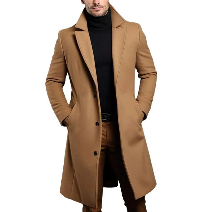Toby | Men's Long Coat Single Breasted Notch Lapel