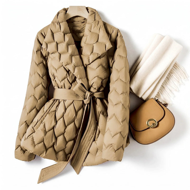 Violet | Women's Diamond Quilted Jacket Belted Puffer