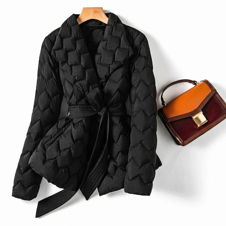 Violet | Women's Diamond Quilted Jacket Belted Puffer