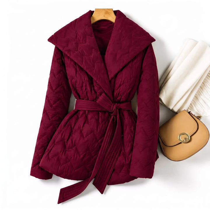 Violet | Women's Diamond Quilted Jacket Belted Puffer