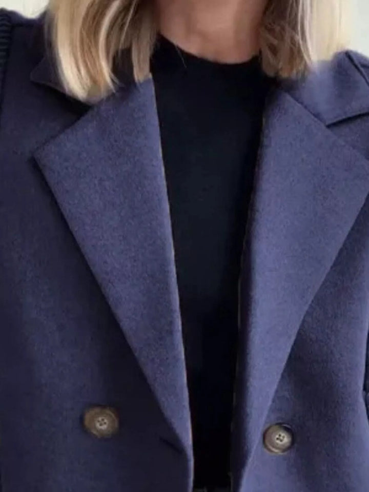 Wren | Women's Peacoat Jacket Double Breasted Knit Sleeve