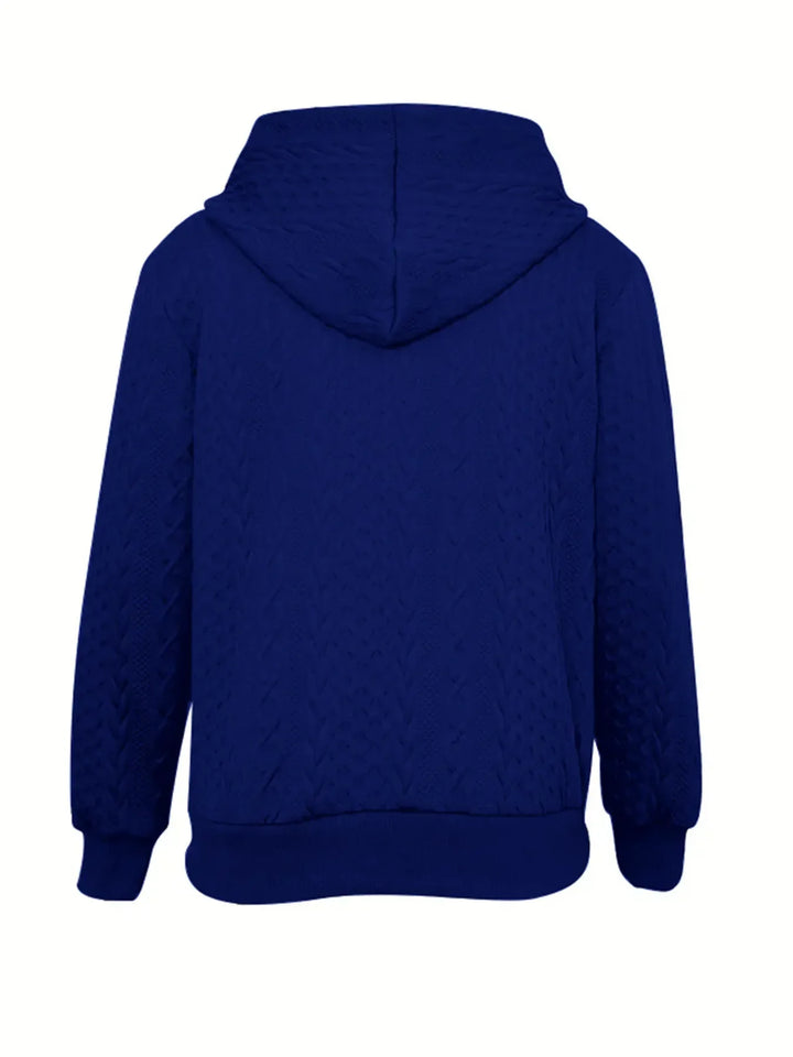 Yasmin | Women's Hooded Jacket Cable Texture Bomber Jacket