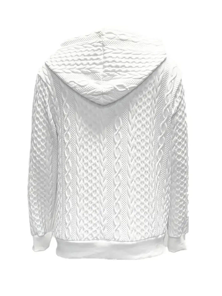 Yasmin | Women's Hooded Jacket Cable Texture Bomber Jacket