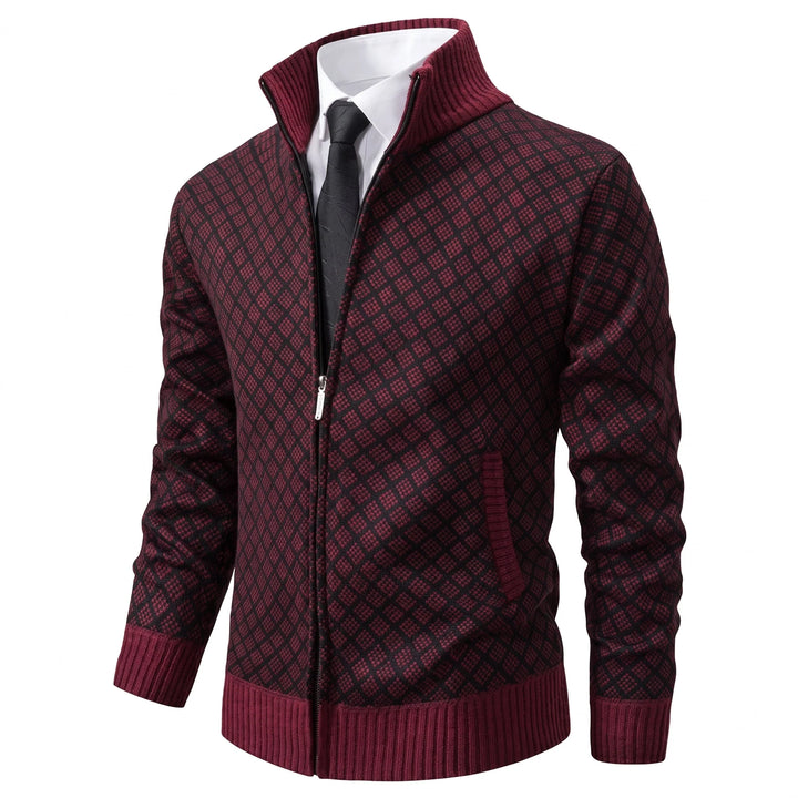 Zachary | Men's Zip Cardigan Diamond Knit Full Zip Sweater